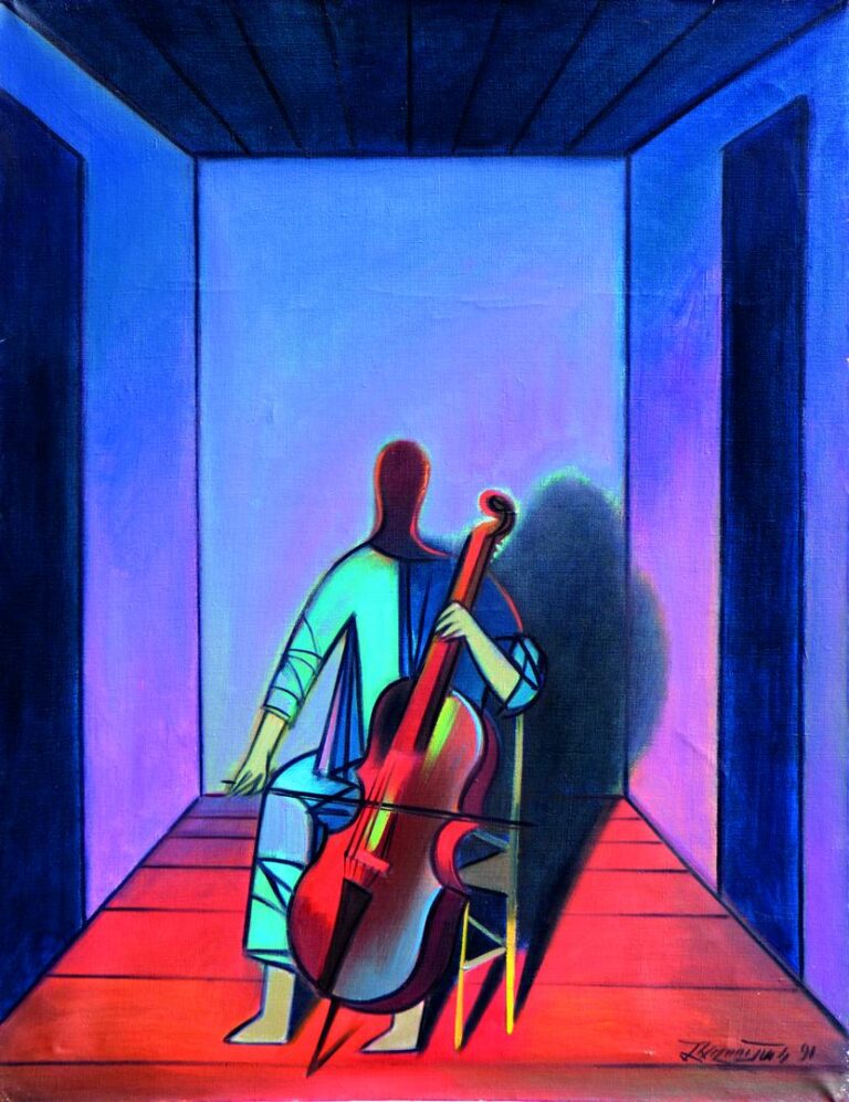 “The Cellist” 1991, 90X70