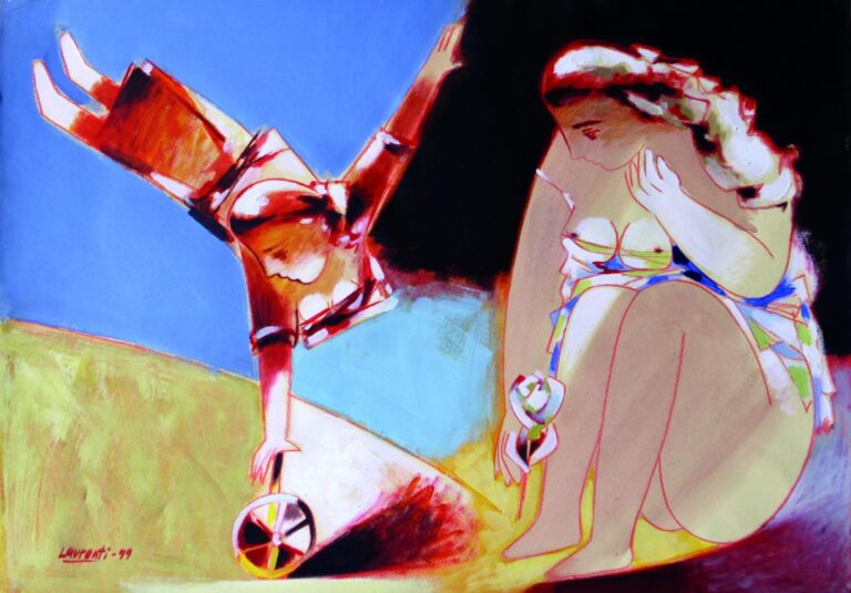 Girl on wheel, 50X70cm, acrylic on paper, 2000